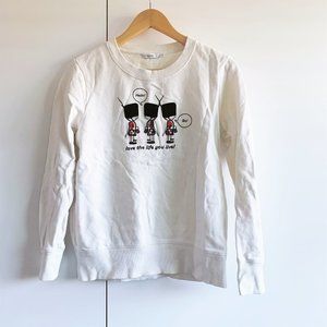 Crew Sweater Queens Guard Soldier Print in Ivory